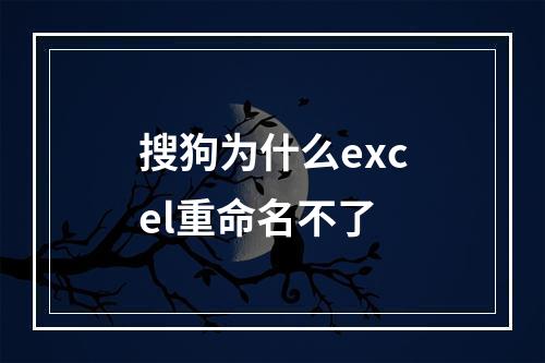 搜狗为什么excel重命名不了
