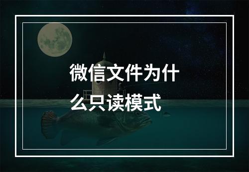 微信文件为什么只读模式