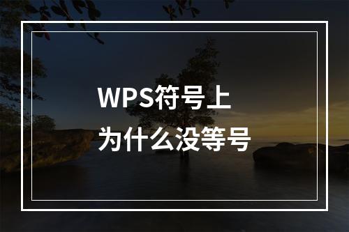 WPS符号上为什么没等号