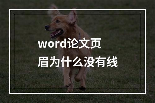 word论文页眉为什么没有线
