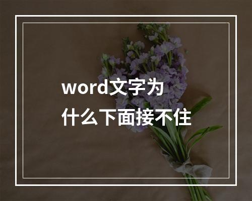 word文字为什么下面接不住