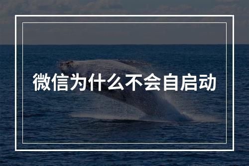 微信为什么不会自启动