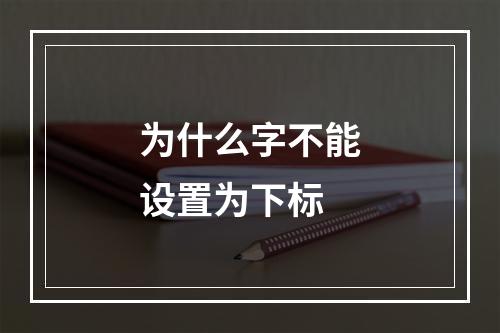 为什么字不能设置为下标