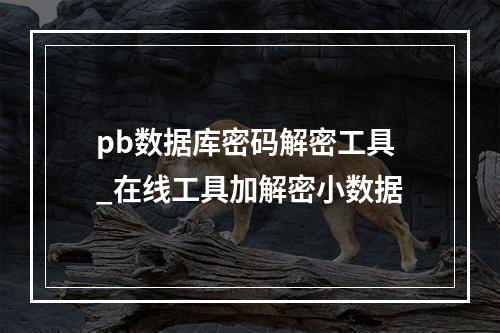 pb数据库密码解密工具_在线工具加解密小数据