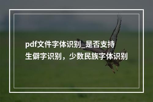 pdf文件字体识别_是否支持生僻字识别,少数民族字体识别