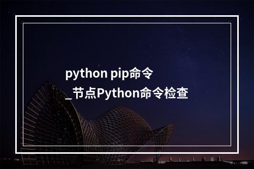 python pip命令 _节点Python命令检查