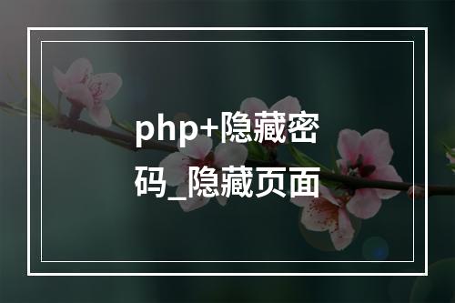 php+隐藏密码_隐藏页面