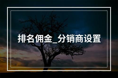 排名佣金_分销商设置