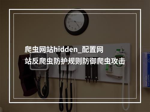 爬虫网站hidden_配置网站反爬虫防护规则防御爬虫攻击