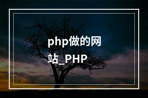 php做的网站_PHP