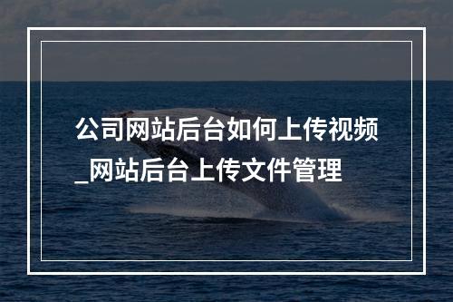 公司网站后台如何上传视频_网站后台上传文件管理