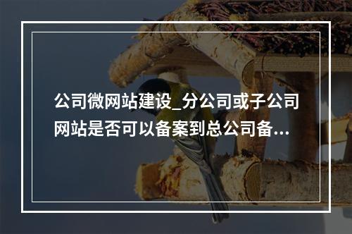 公司微网站建设_分公司或子公司网站是否可以备案到总公司备案中