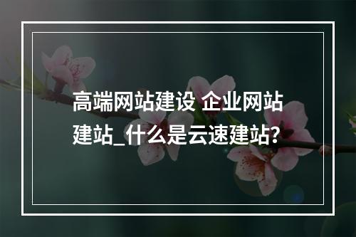 高端网站建设 企业网站建站_什么是云速建站?