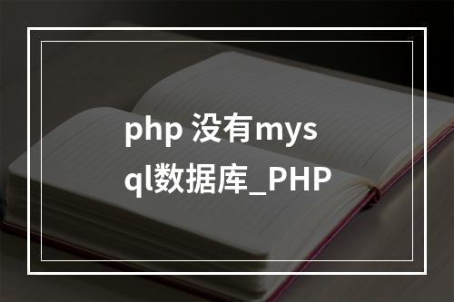 php 没有mysql数据库_PHP