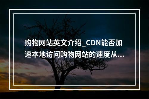 购物网站英文介绍_CDN能否加速本地访问购物网站的速度从而抢购商品?