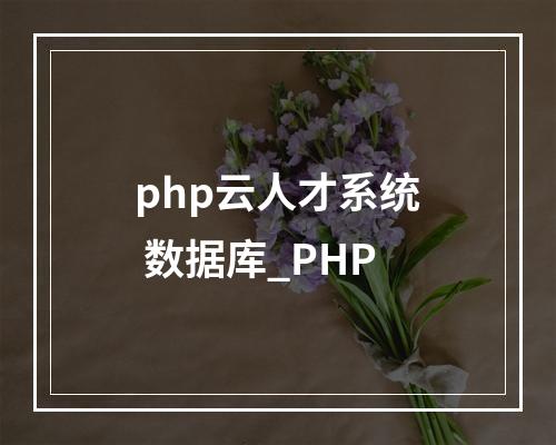 php云人才系统 数据库_PHP