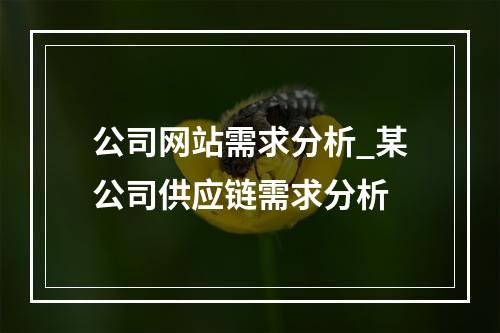 公司网站需求分析_某公司供应链需求分析