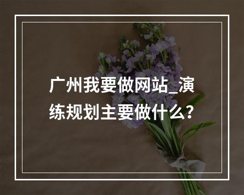 广州我要做网站_演练规划主要做什么?