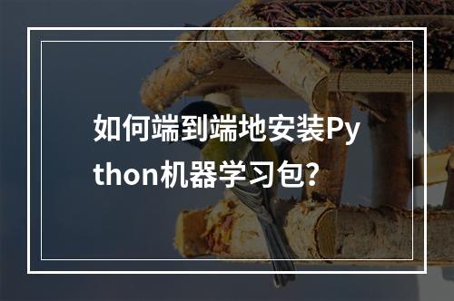 如何端到端地安装Python机器学习包?