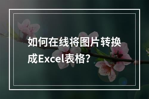 如何在线将图片转换成Excel表格?