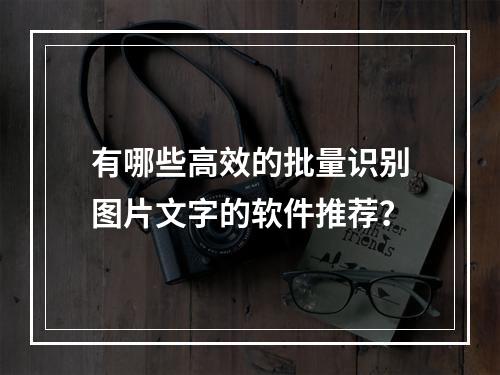 有哪些高效的批量识别图片文字的软件推荐?