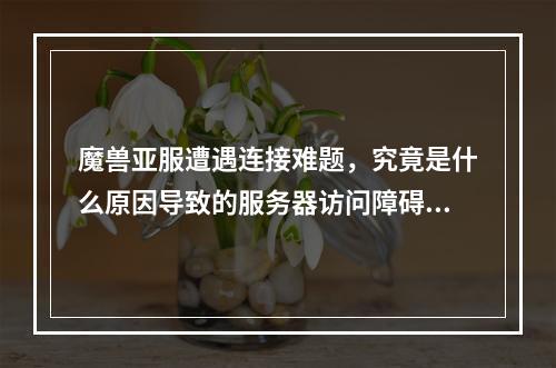 魔兽亚服遭遇连接难题,究竟是什么原因导致的服务器访问障碍?