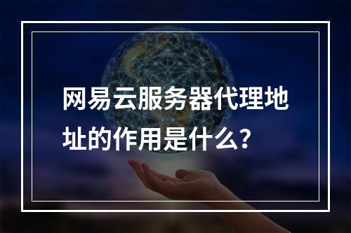 网易云服务器代理地址的作用是什么?