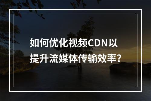 如何优化视频CDN以提升流媒体传输效率?
