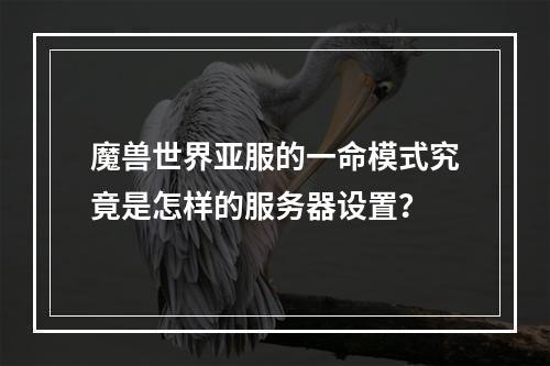 魔兽世界亚服的一命模式究竟是怎样的服务器设置?