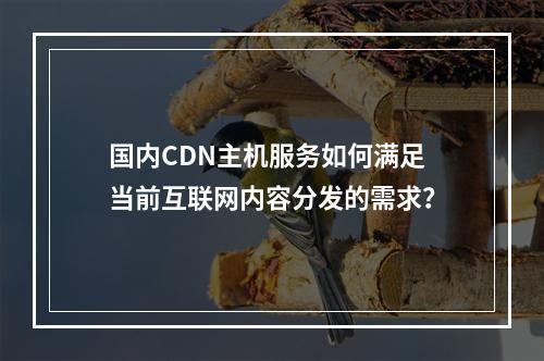 国内CDN主机服务如何满足当前互联网内容分发的需求?