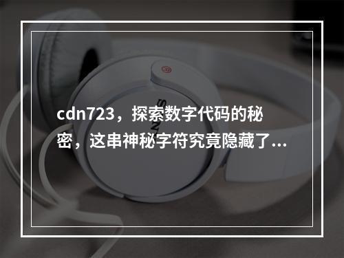 cdn723,探索数字代码的秘密,这串神秘字符究竟隐藏了哪些信息?