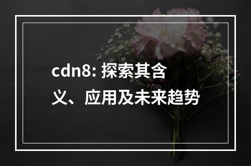 cdn8: 探索其含义、应用及未来趋势