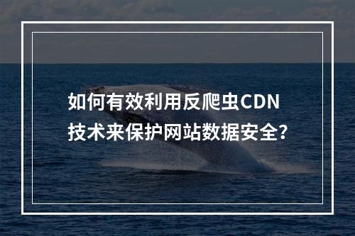 如何有效利用反爬虫CDN技术来保护网站数据安全?