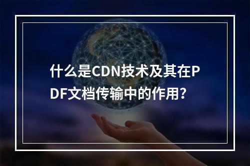 什么是CDN技术及其在PDF文档传输中的作用?