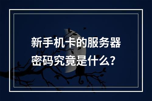 新手机卡的服务器密码究竟是什么?