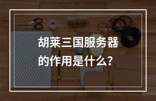 胡莱三国服务器的作用是什么?
