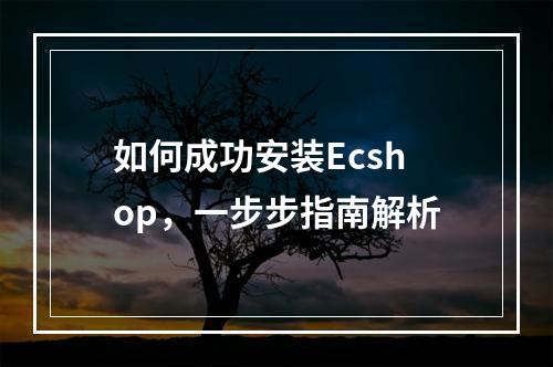 如何成功安装Ecshop,一步步指南解析