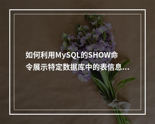如何利用MySQL的SHOW命令展示特定数据库中的表信息?