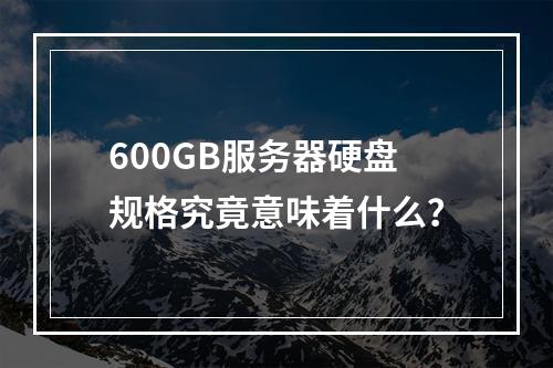 600GB服务器硬盘规格究竟意味着什么?