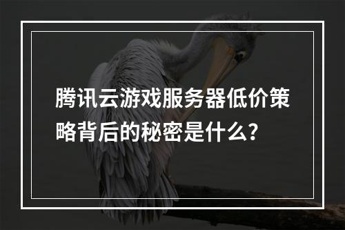 腾讯云游戏服务器低价策略背后的秘密是什么?