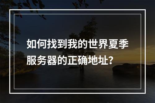 如何找到我的世界夏季服务器的正确地址?