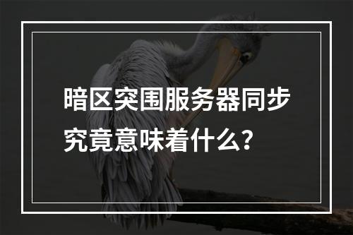 暗区突围服务器同步究竟意味着什么?