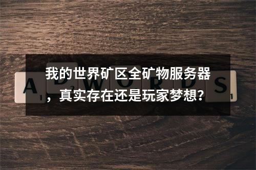 我的世界矿区全矿物服务器,真实存在还是玩家梦想?