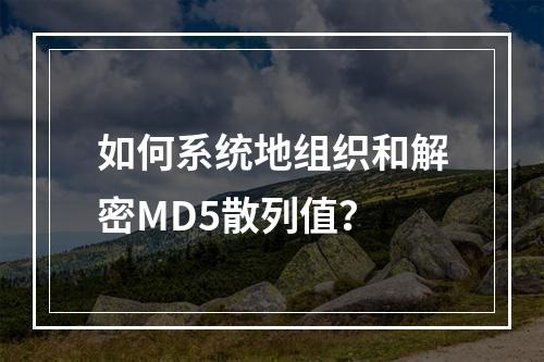 如何系统地组织和解密MD5散列值?