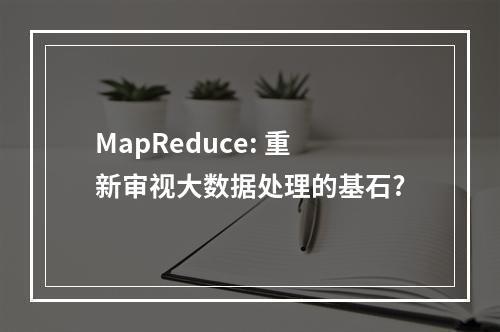 MapReduce: 重新审视大数据处理的基石?