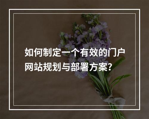 如何制定一个有效的门户网站规划与部署方案?