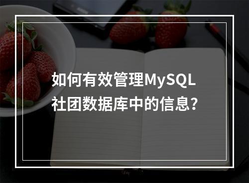 如何有效管理MySQL社团数据库中的信息?