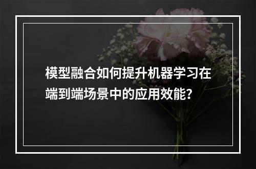 模型融合如何提升机器学习在端到端场景中的应用效能?