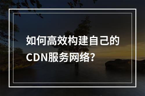如何高效构建自己的CDN服务网络?