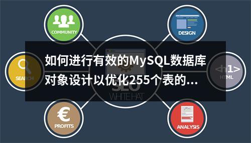 如何进行有效的MySQL数据库对象设计以优化255个表的性能?
